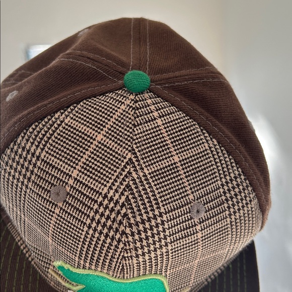 GRASSROOTS X PROPER THOUGHT Check Plaid Brown Green Embroidered Fitted Hat 7.5 - Picture 5 of 6